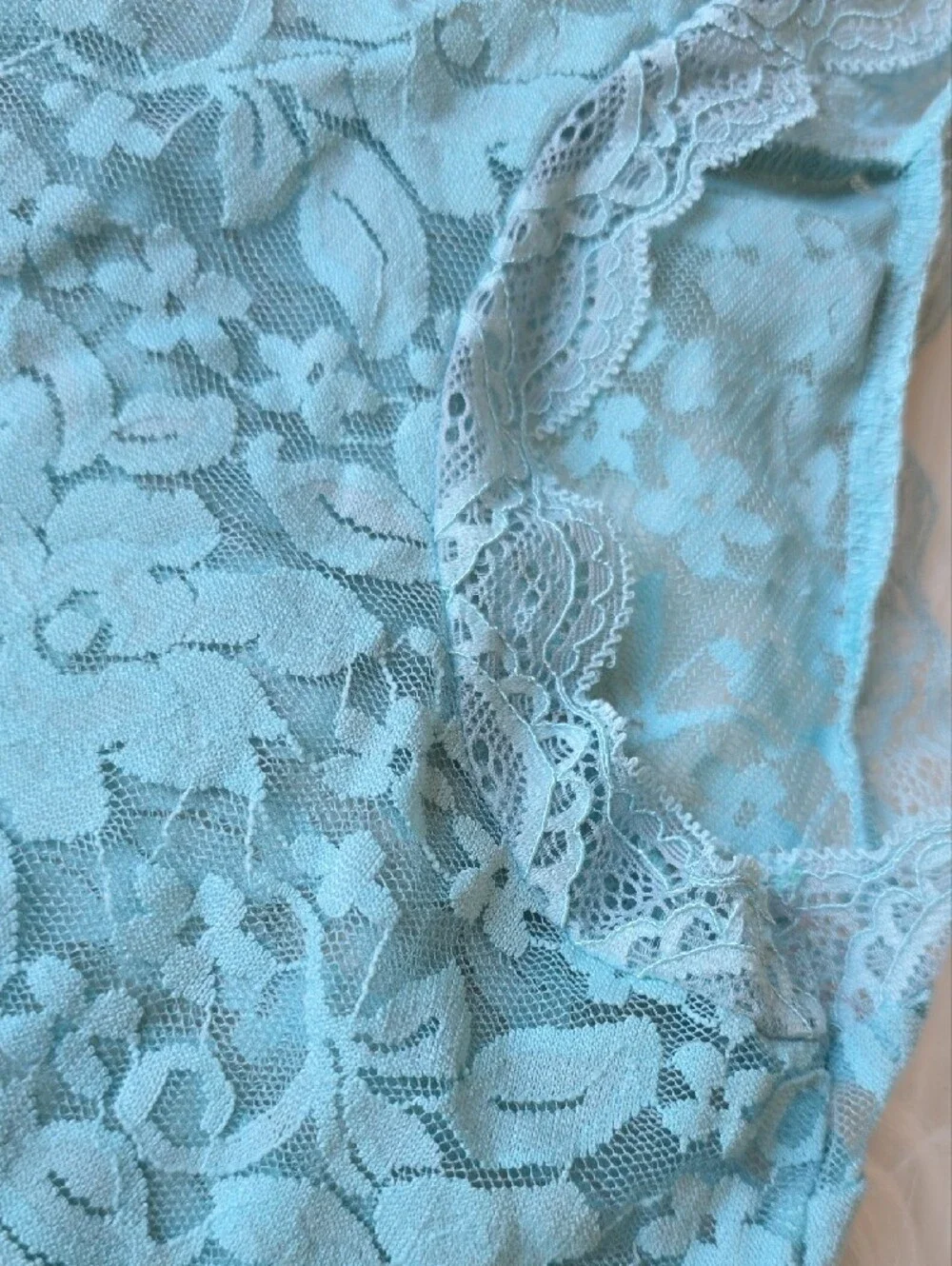 Adore Me Lace Tank Top & Boyshorts Set - Aqua Blue SIZE S
